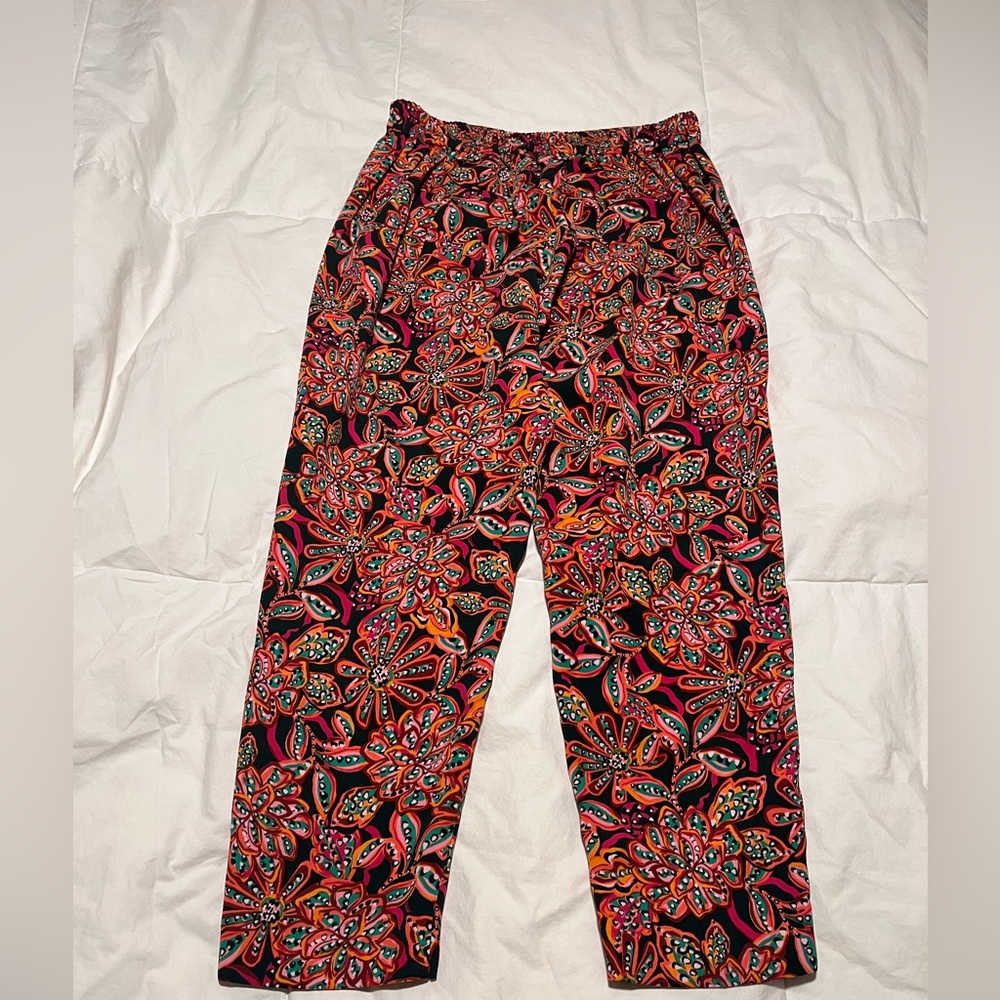 Women’s J.Crew High Waist Jamie Pant Floral Print Size 8 Ankle With Pockets - Picture 10 of 11